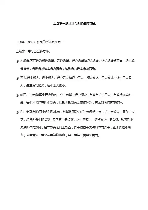 上颌第一磨牙牙合面的形态特征。