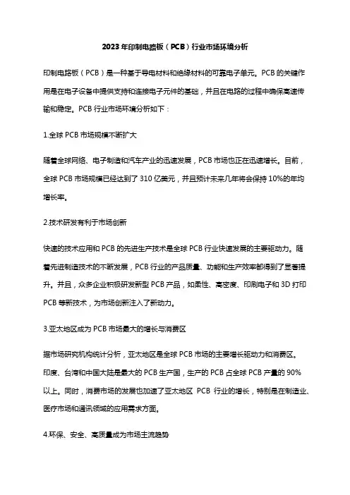 2023年印制电路板(PCB)行业市场环境分析