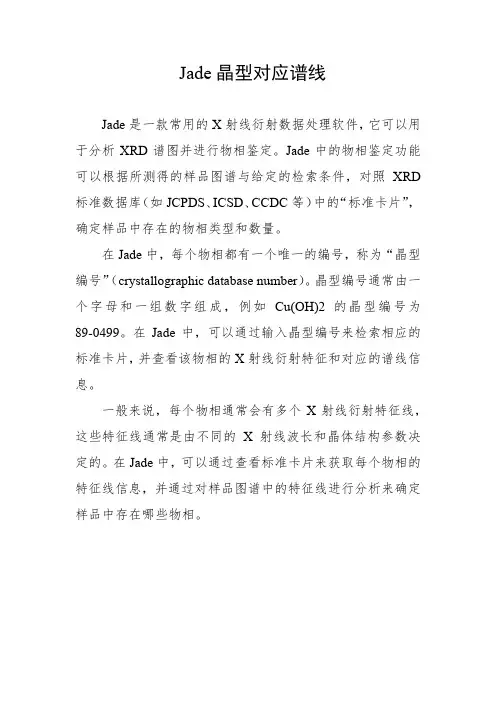 jade晶型对应谱线