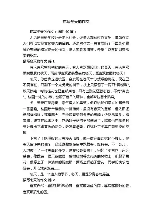 描写冬天的作文（通用40篇）