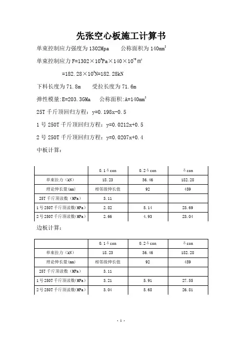 先张空心板施工计算书