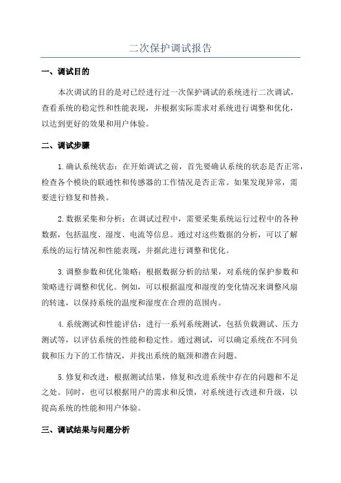 二次保护调试报告