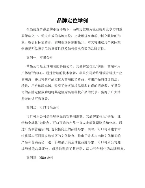 品牌定位举例