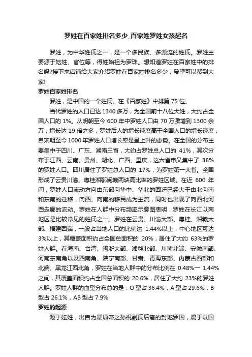 罗姓在百家姓排名多少_百家姓罗姓女孩起名