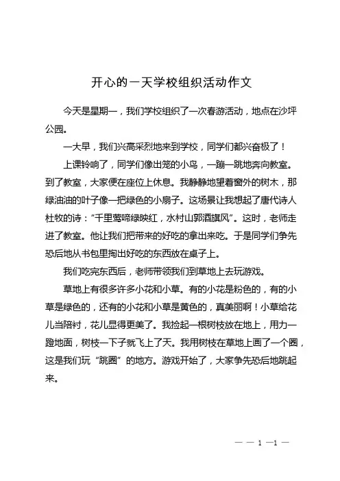 开心的一天学校组织活动作文