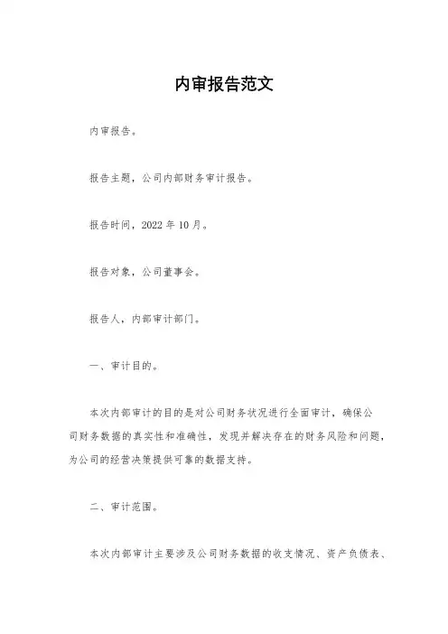 内审报告范文