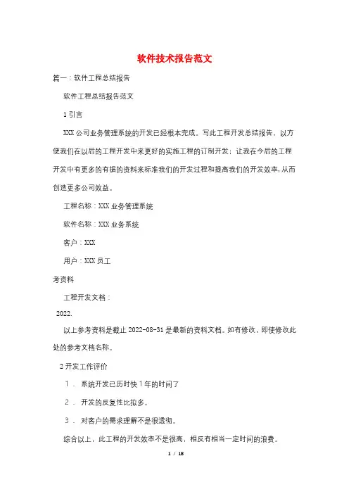 软件技术报告范文