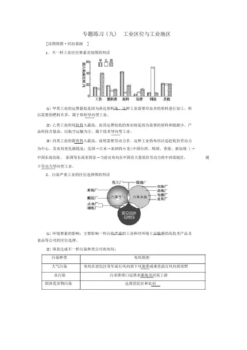 2019版高考地理二轮复习专题练习(九)工业区位与工业地域(含解析)