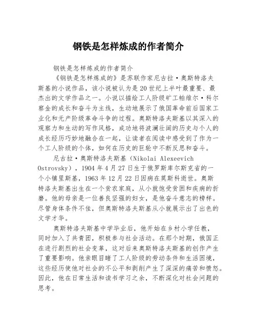 钢铁是怎样炼成的作者简介