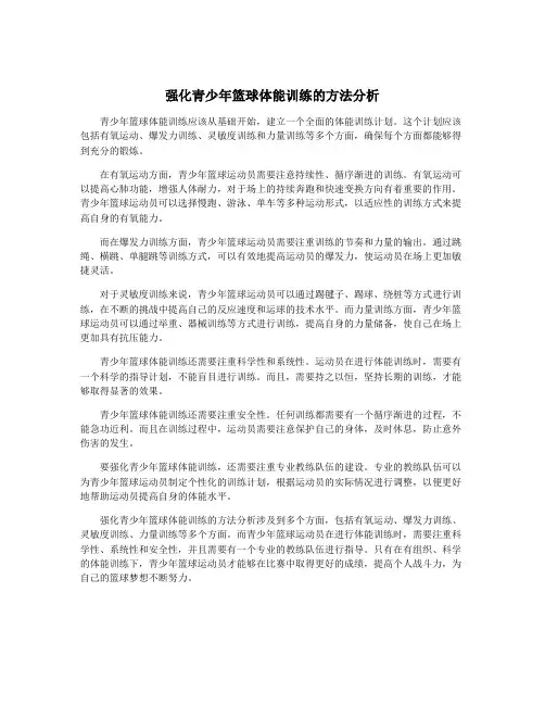强化青少年篮球体能训练的方法分析