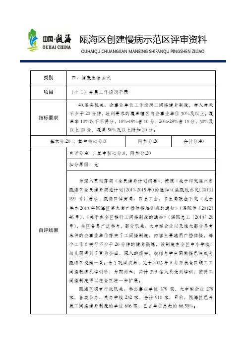 慢性病综合防控示范区创建目录13