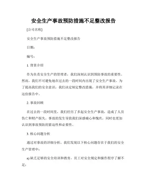 安全生产事故预防措施不足整改报告