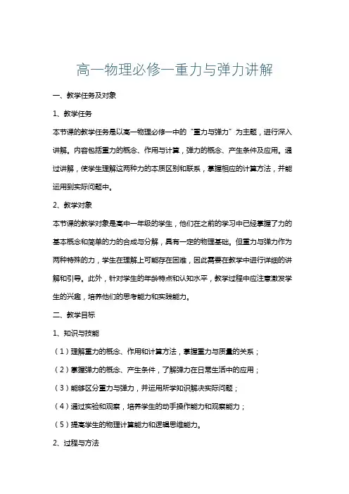 高一物理必修一重力与弹力讲解