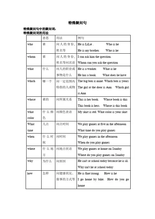 特殊疑问句总结及练习