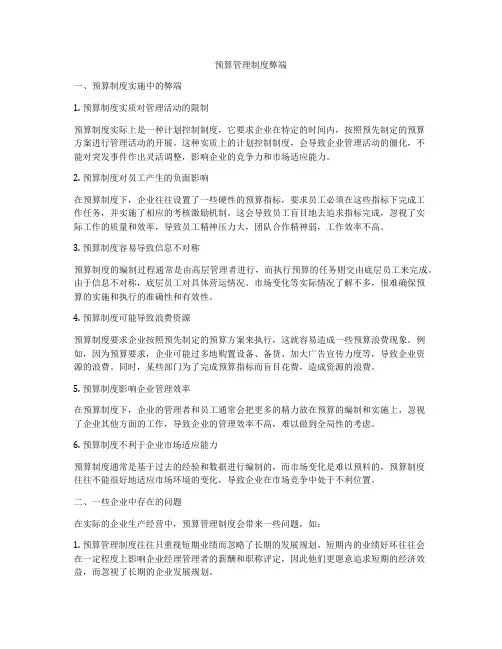 预算管理制度弊端