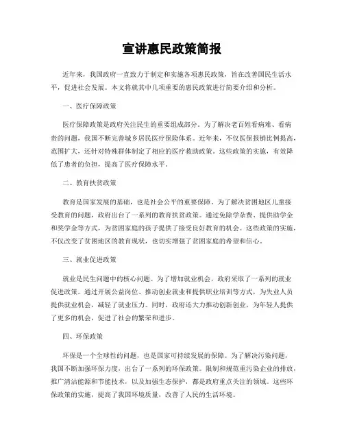 宣讲惠民政策简报