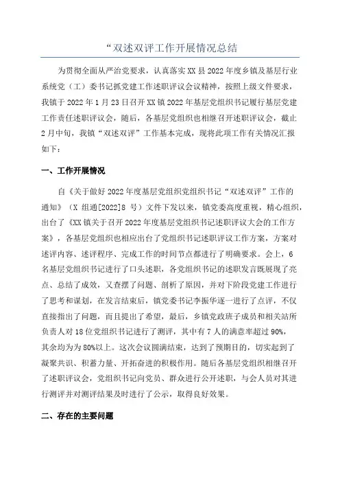 “双述双评工作开展情况总结