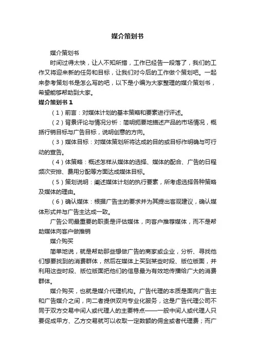 媒介策划书