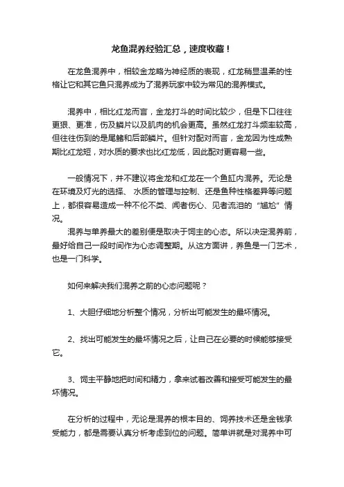 龙鱼混养经验汇总，速度收藏！