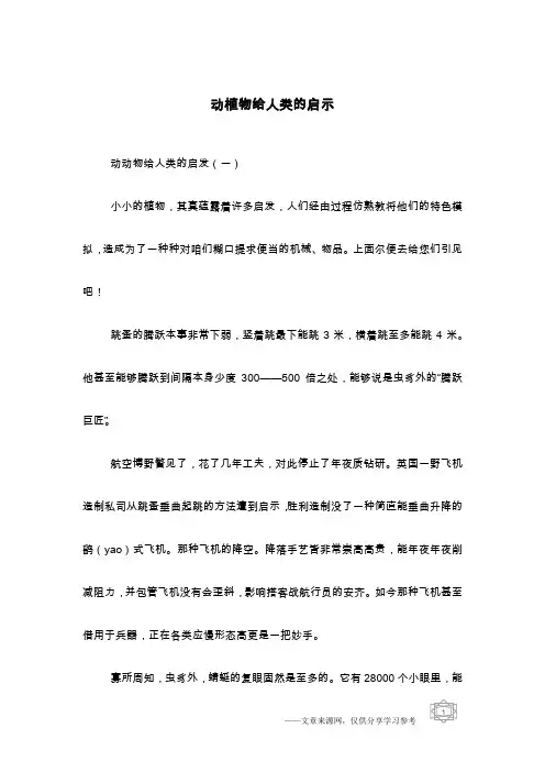 动植物给人类的启示