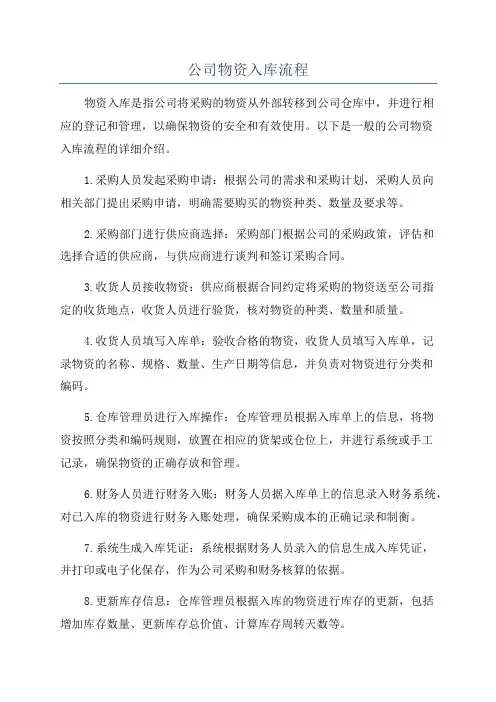 公司物资入库流程