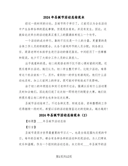 2024年圣诞节活动总结范本(5篇)