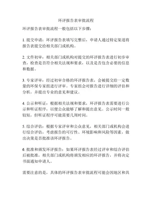 环评报告表审批流程