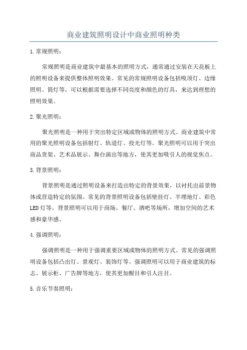 商业建筑照明设计中商业照明种类