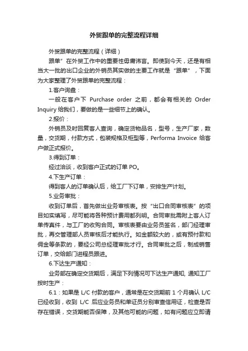 外贸跟单的完整流程详细