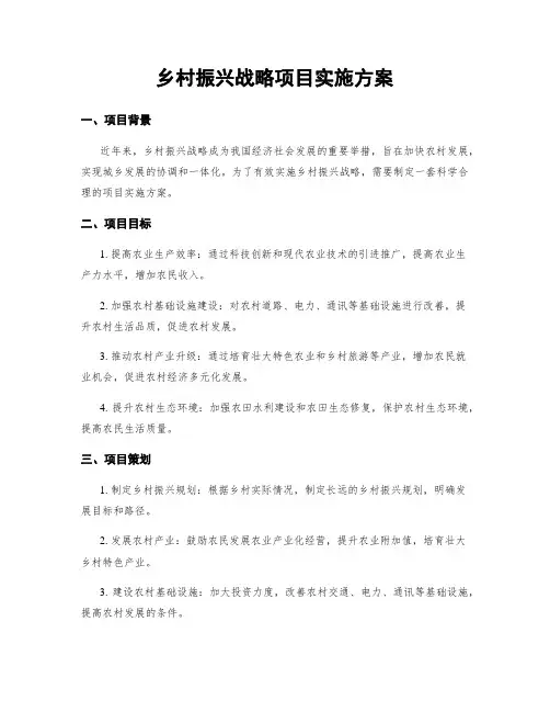 乡村振兴战略项目实施方案