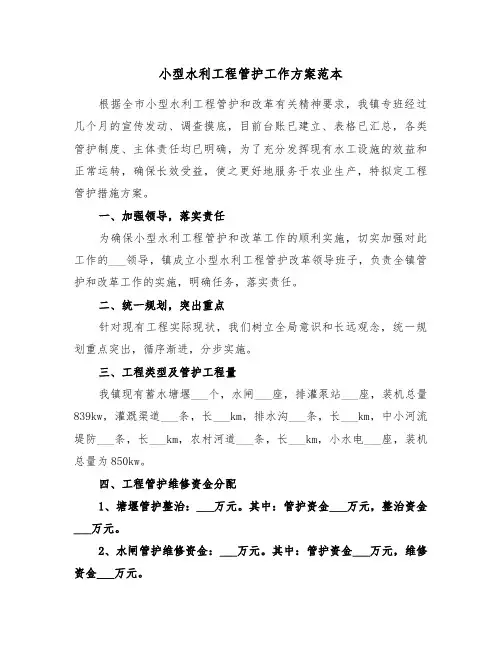 小型水利工程管护工作方案范本（二篇）