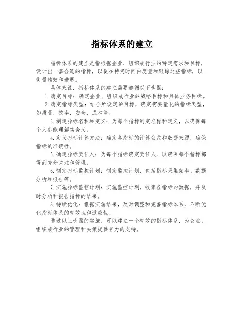 指标体系的建立