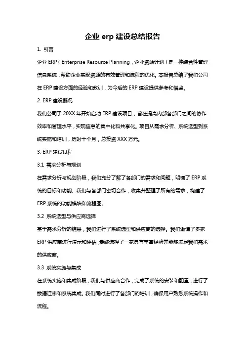 企业erp建设总结报告