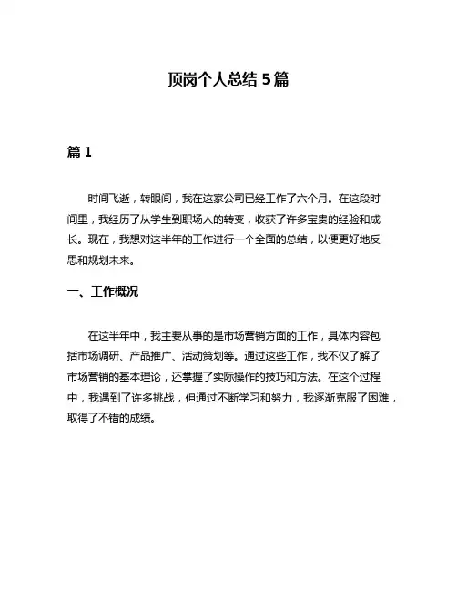 顶岗个人总结5篇