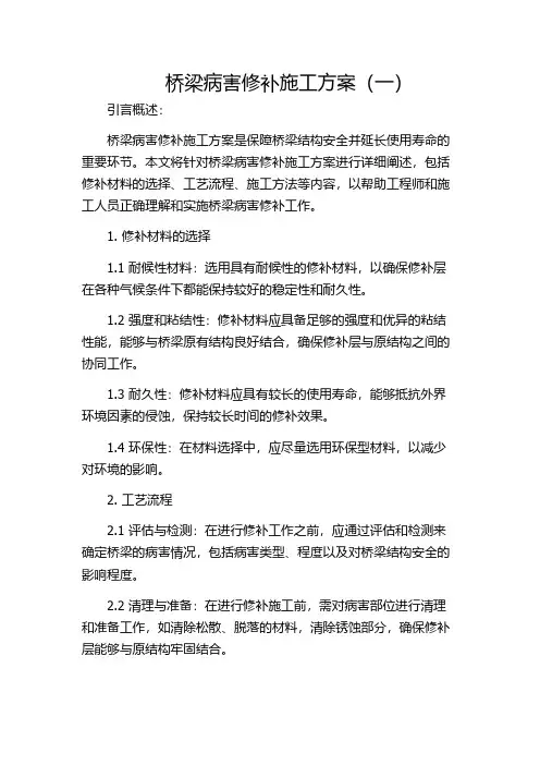 桥梁病害修补施工方案(一)