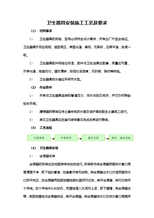 卫生器具安装施工工艺及要求