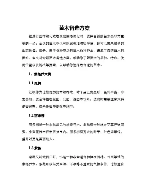 苗木备选方案
