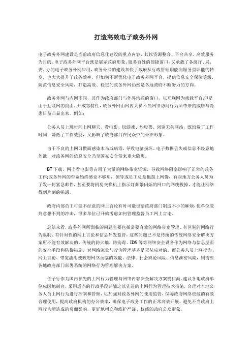打造高效电子政务外网