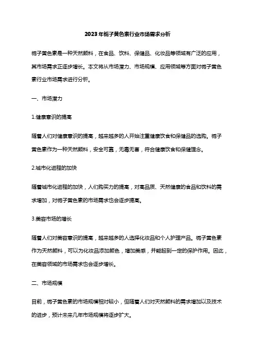 2023年栀子黄色素行业市场需求分析