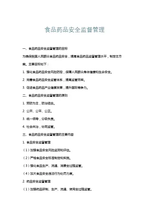 食品药品安全监督管理