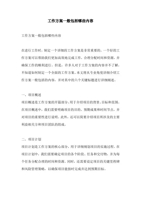 工作方案一般包括哪些内容