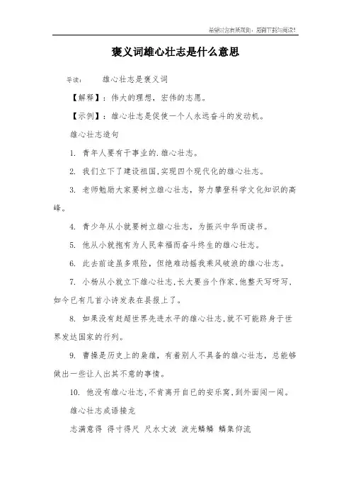 褒义词雄心壮志是什么意思