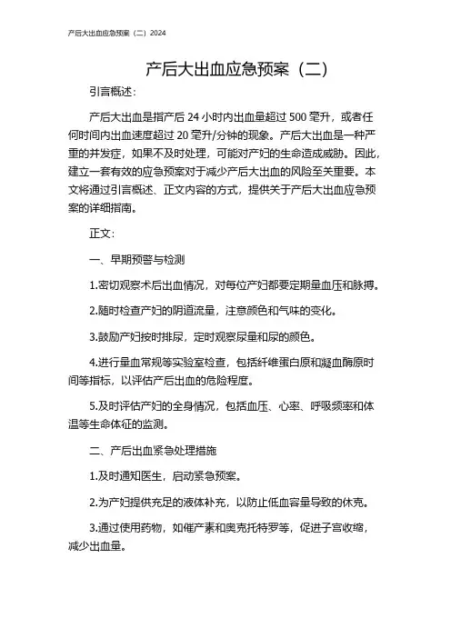 产后大出血应急预案(二)2024