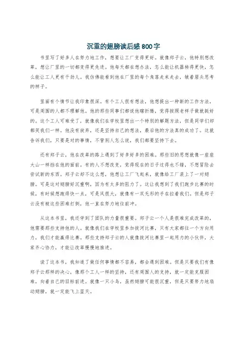 沉重的翅膀读后感800字