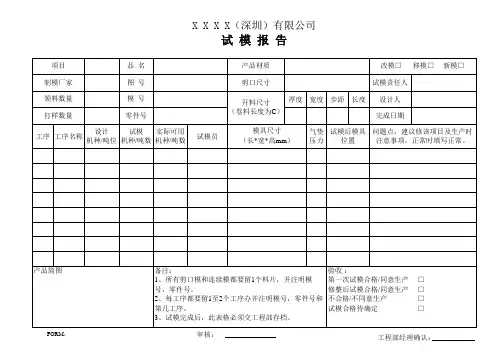 试模报告