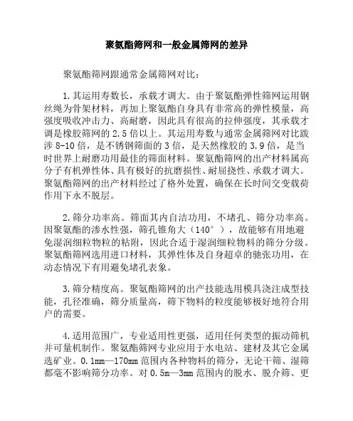 聚氨酯筛网和一般金属筛网的差异