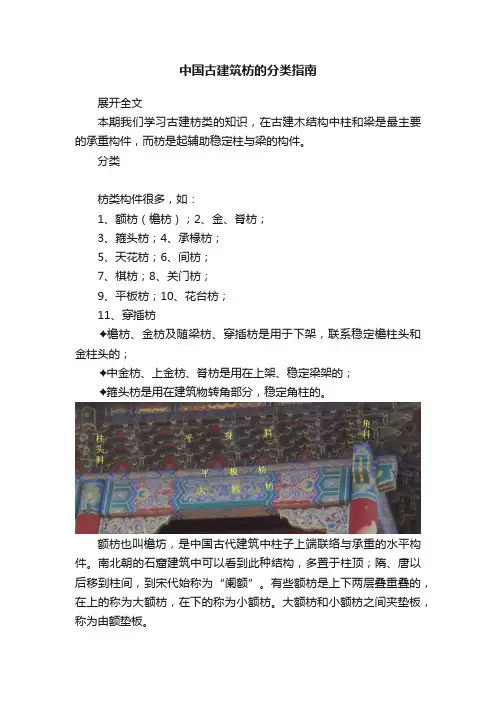 中国古建筑枋的分类指南