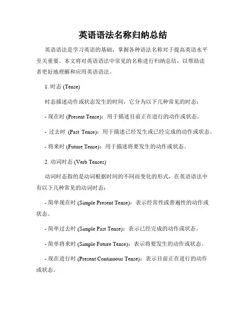 英语语法名称归纳总结