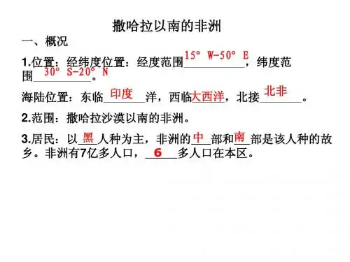 世界地理 撒哈拉以南的非洲(知识填空)