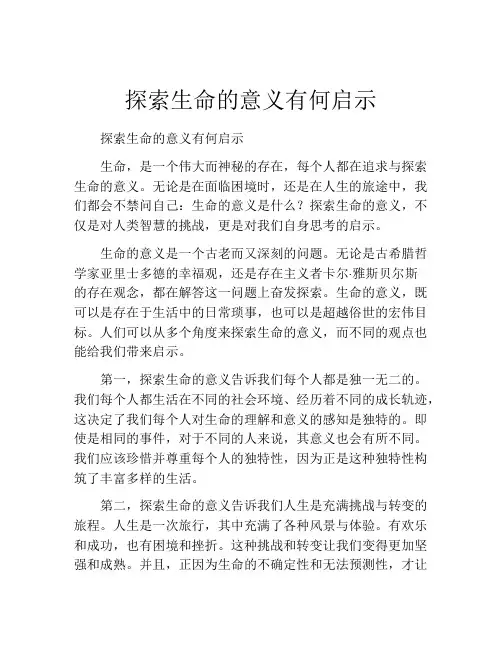 探索生命的意义有何启示